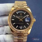 EW Factory 1:1 Rolex Day Date President  Watch Black Face All Gold Case 3255 Automatic